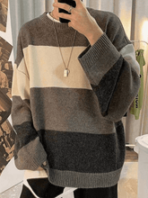 Herren-Strickpullover mit kontrastierenden Streifen und langen Ärmeln